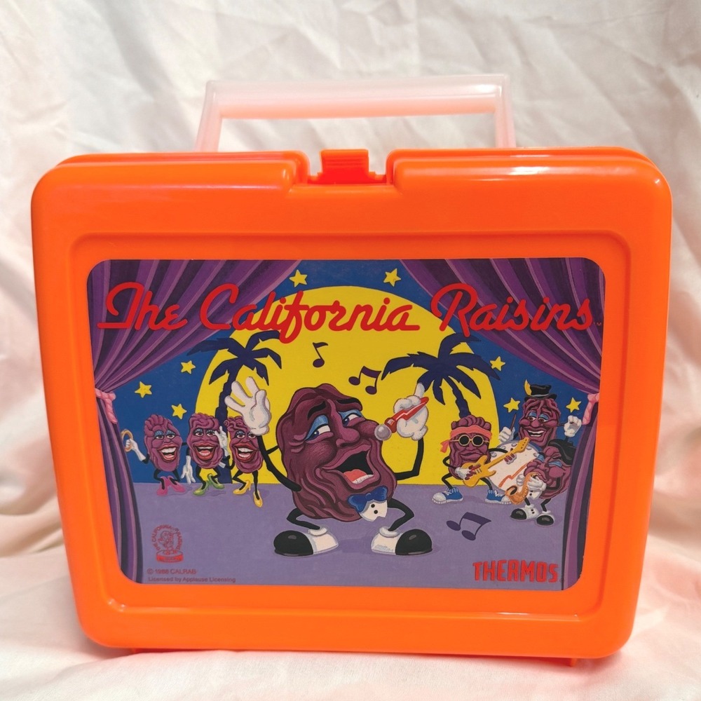 Vintage Thermos California Raisins Lunch Box Retro Orange Vintage 1988 Plastic